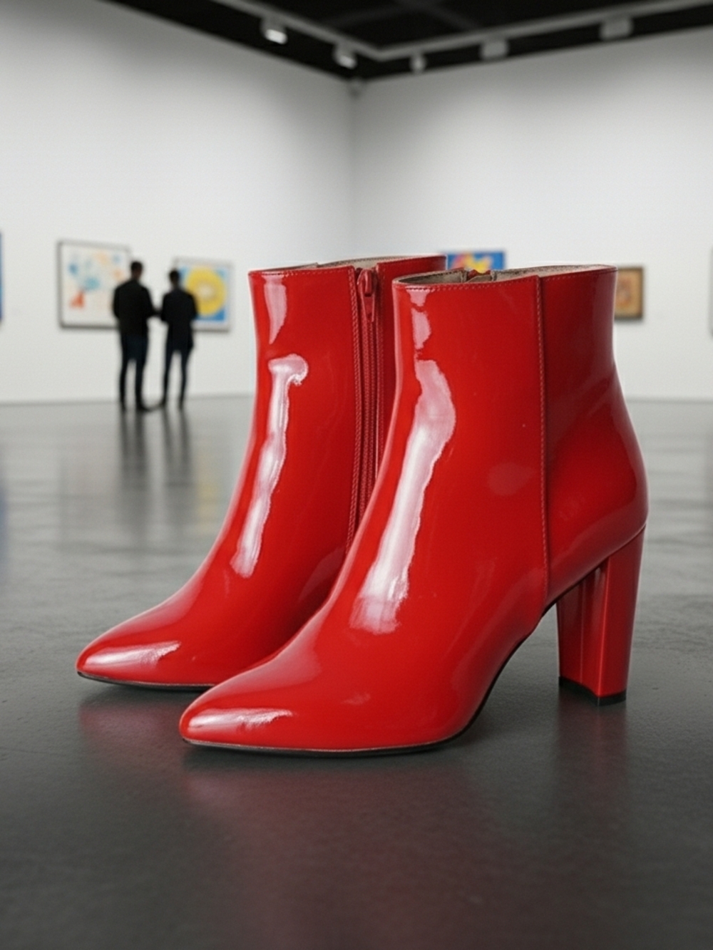 Wallice By J. Adams Red Vegan Patent Leather Bootie